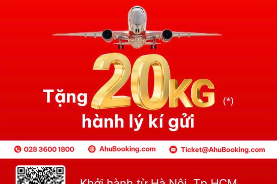 Miễn phí 20kg hành lý ký gửi khi đặt vé máy bay tết Nguyên Đán 2025 Ất Tỵ tại AhuBooking